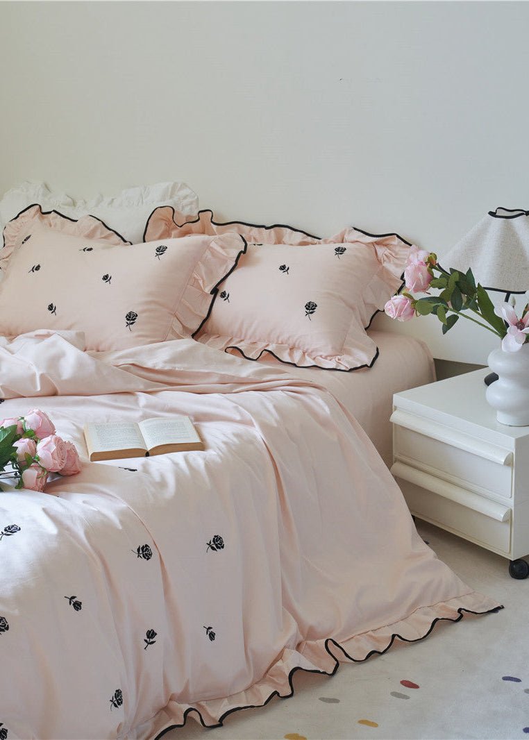 - Ever Lasting - Opal Floral Ruffle Lace Bedding Set / Purple - Bedding Set - Ever Lasting