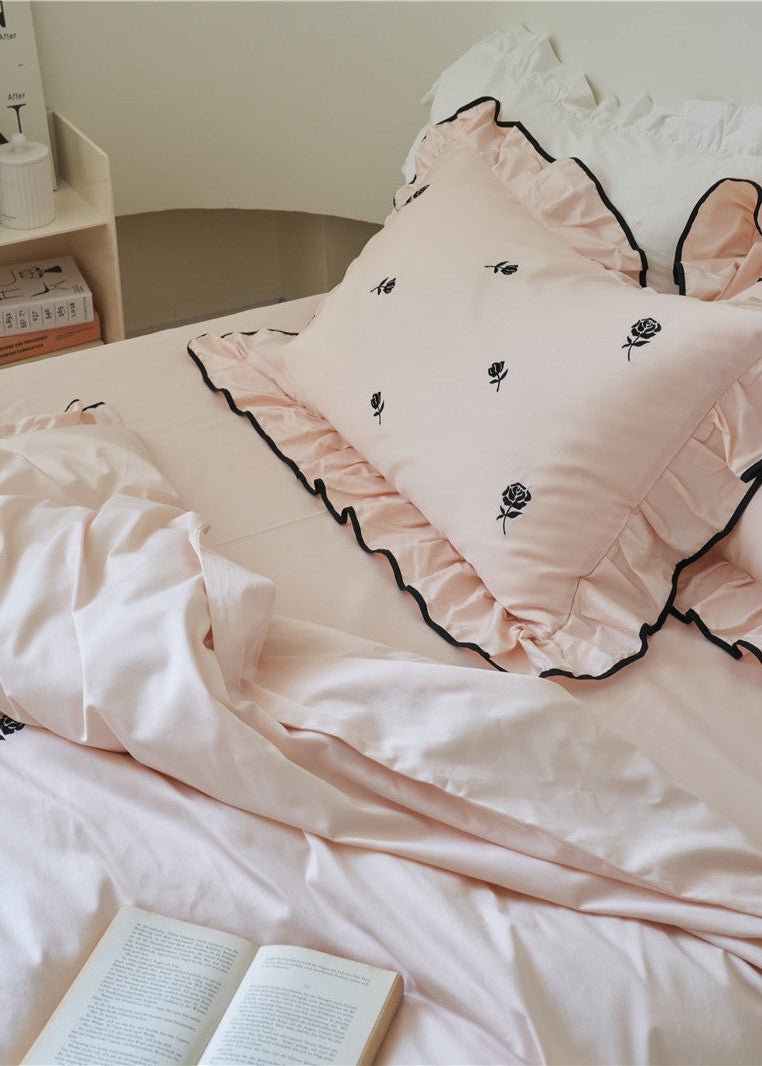 - Ever Lasting - Opal Floral Ruffle Lace Bedding Set / Purple - Bedding Set - Ever Lasting