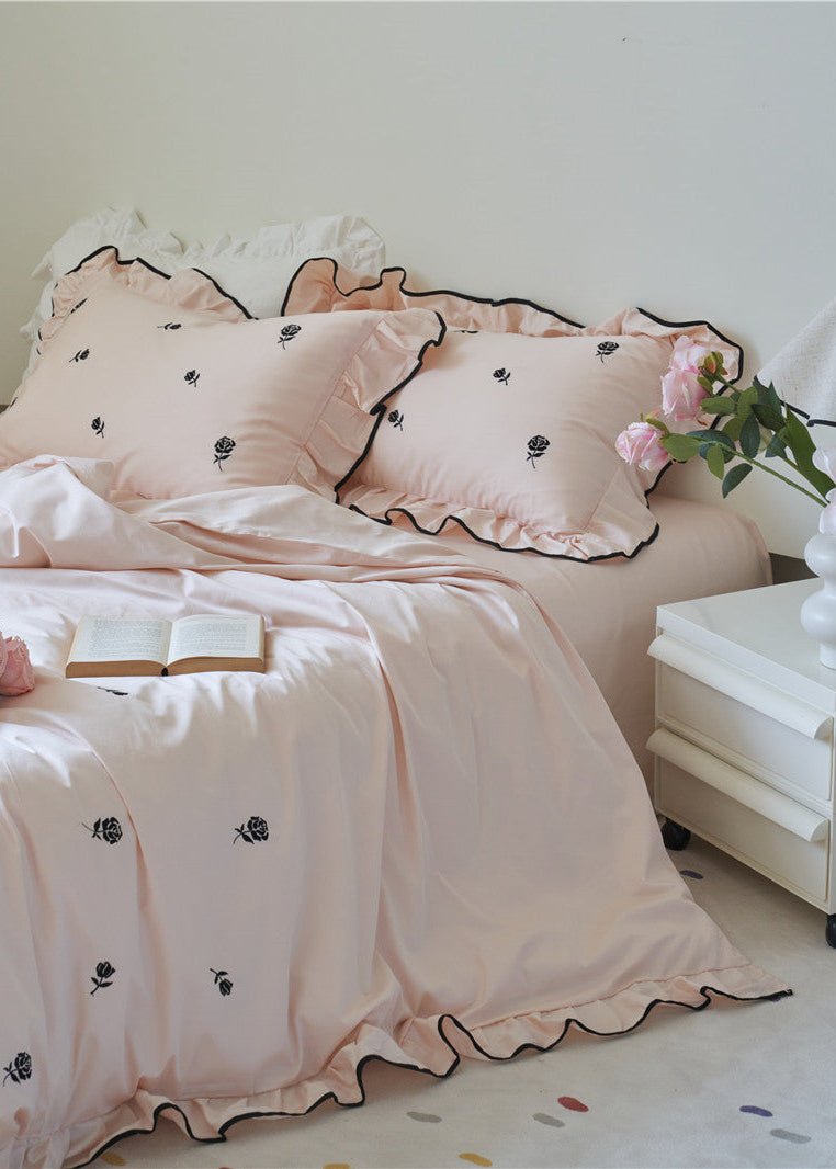 - Ever Lasting - Opal Floral Ruffle Lace Bedding Set / Purple - Bedding Set - Ever Lasting