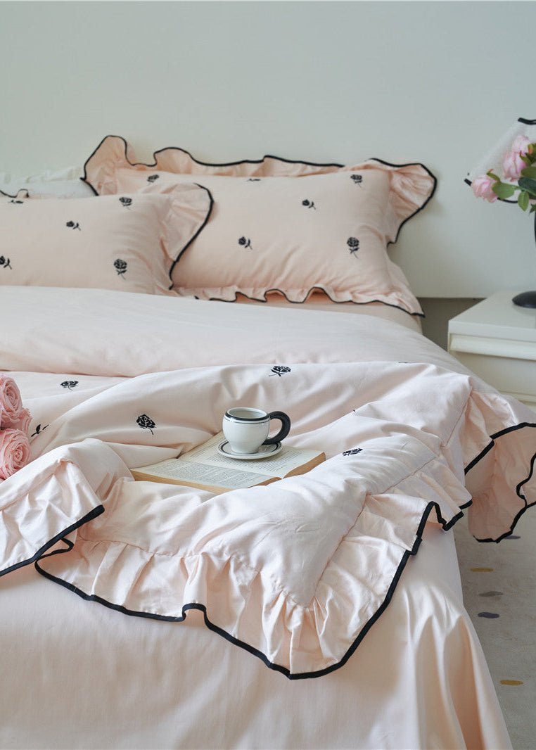 - Ever Lasting - Opal Floral Ruffle Lace Bedding Set / Purple - Bedding Set - Ever Lasting