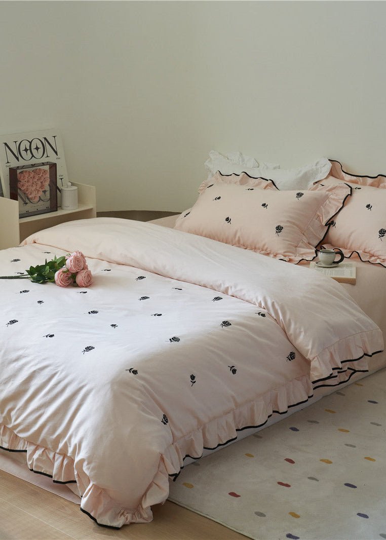 - Ever Lasting - Opal Floral Ruffle Lace Bedding Set / Purple - Bedding Set - Ever Lasting