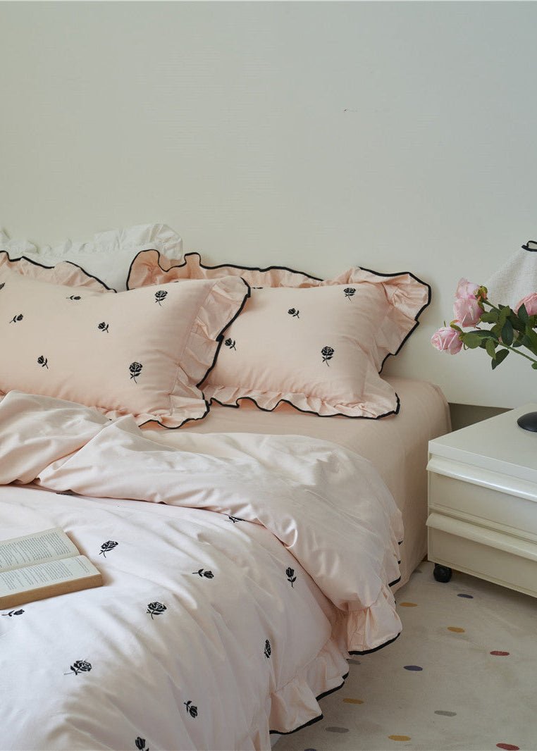 - Ever Lasting - Opal Floral Ruffle Lace Bedding Set / Purple - Bedding Set - Ever Lasting