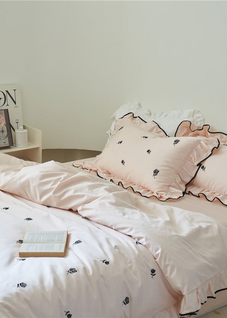 - Ever Lasting - Opal Floral Ruffle Lace Bedding Set / Purple - Bedding Set - Ever Lasting