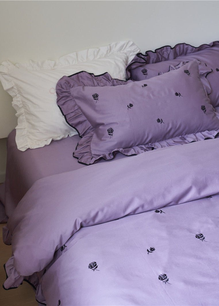 - Ever Lasting - Opal Floral Ruffle Lace Bedding Set / Purple - Bedding Set - Ever Lasting