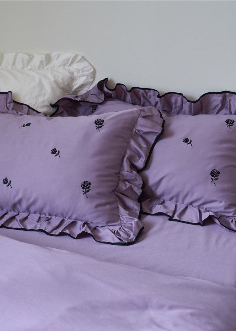- Ever Lasting - Opal Floral Ruffle Lace Bedding Set / Purple - Bedding Set - Ever Lasting