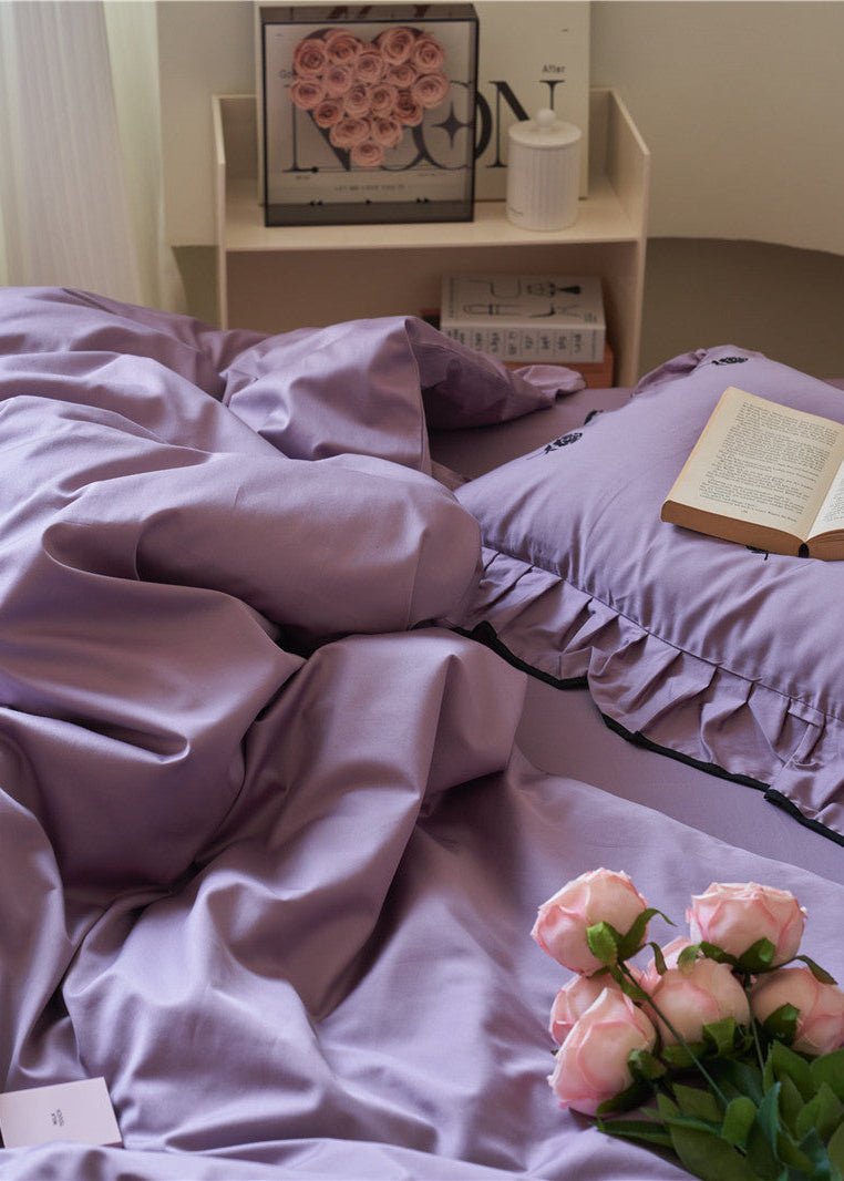 - Ever Lasting - Opal Floral Ruffle Lace Bedding Set / Purple - Bedding Set - Ever Lasting