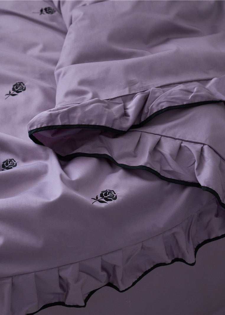 - Ever Lasting - Opal Floral Ruffle Lace Bedding Set / Purple - Bedding Set - Ever Lasting