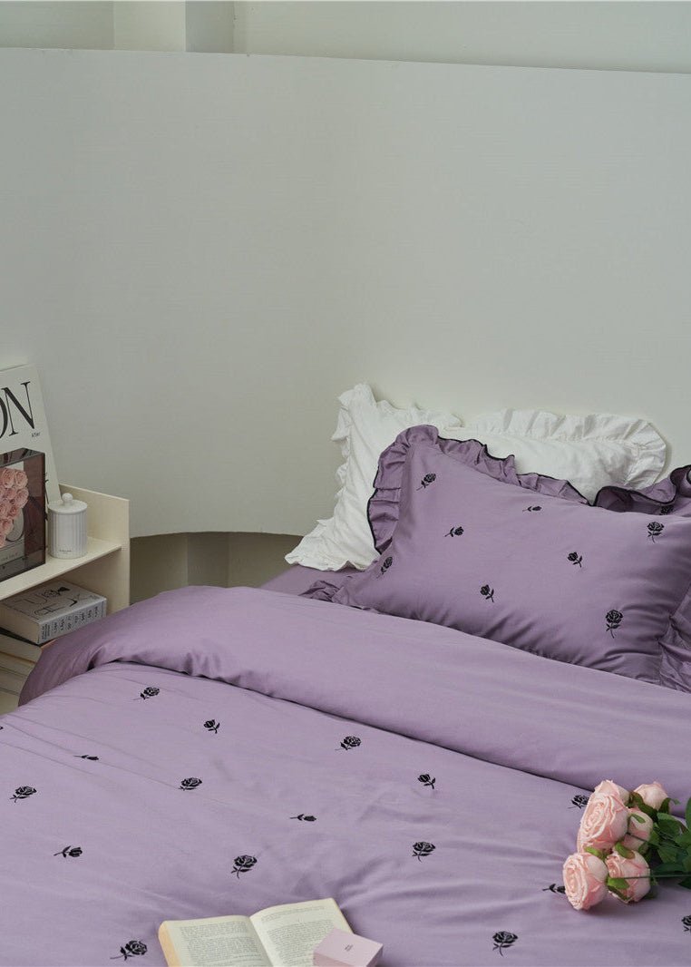 - Ever Lasting - Opal Floral Ruffle Lace Bedding Set / Purple - Bedding Set - Ever Lasting