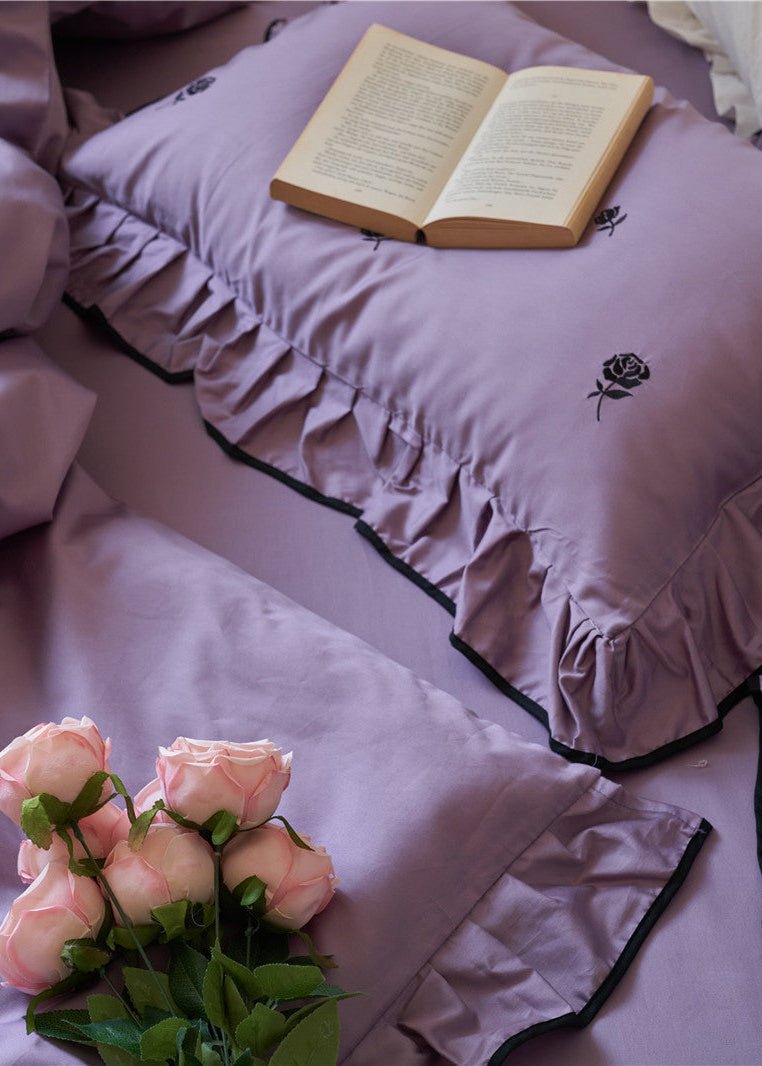 - Ever Lasting - Opal Floral Ruffle Lace Bedding Set / Purple - Bedding Set - Ever Lasting