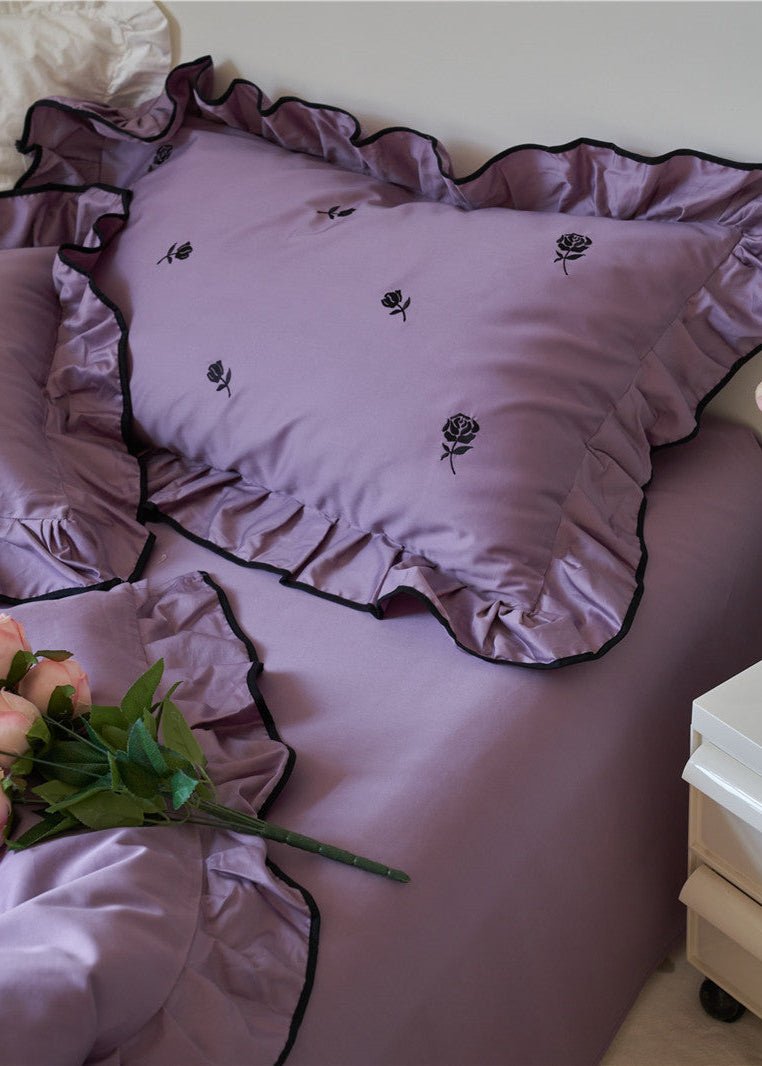 - Ever Lasting - Opal Floral Ruffle Lace Bedding Set / Purple - Bedding Set - Ever Lasting