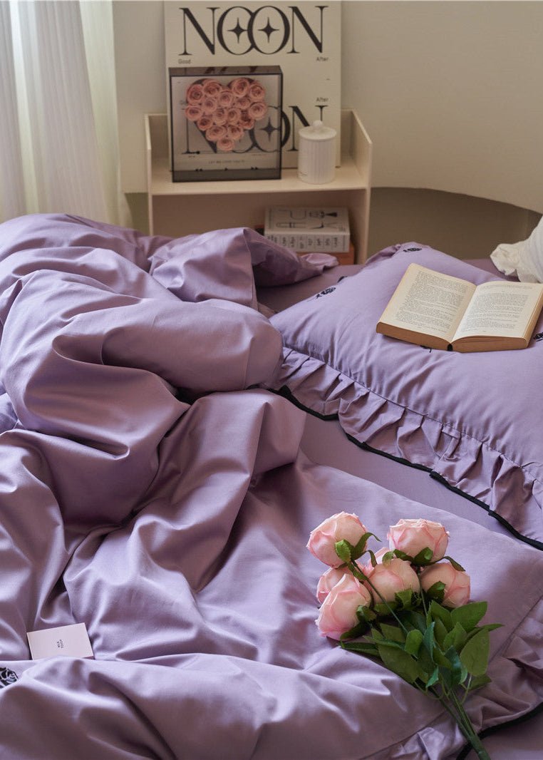 - Ever Lasting - Opal Floral Ruffle Lace Bedding Set / Purple - Bedding Set - Ever Lasting