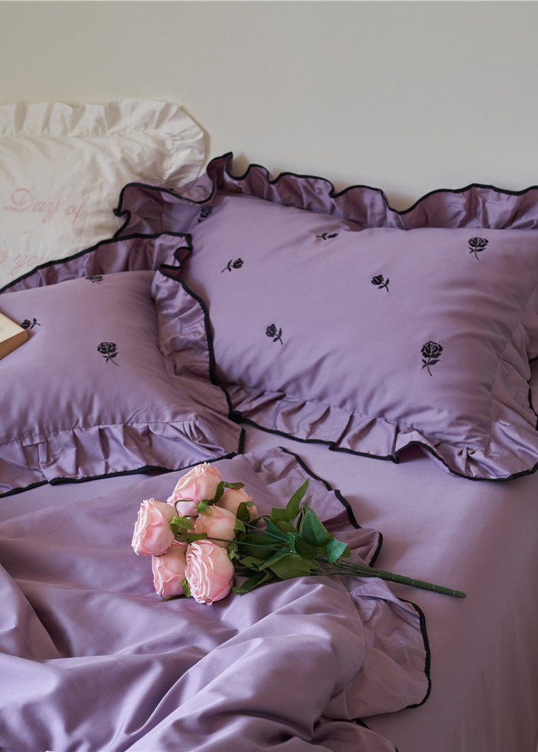 - Ever Lasting - Opal Floral Ruffle Lace Bedding Set / Purple - Bedding Set - Ever Lasting