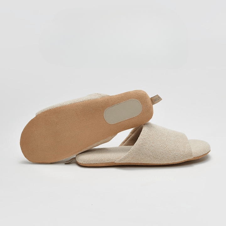 - Ever Lasting - Open Toe Cotton House Slipper / White - Slipper - Ever Lasting