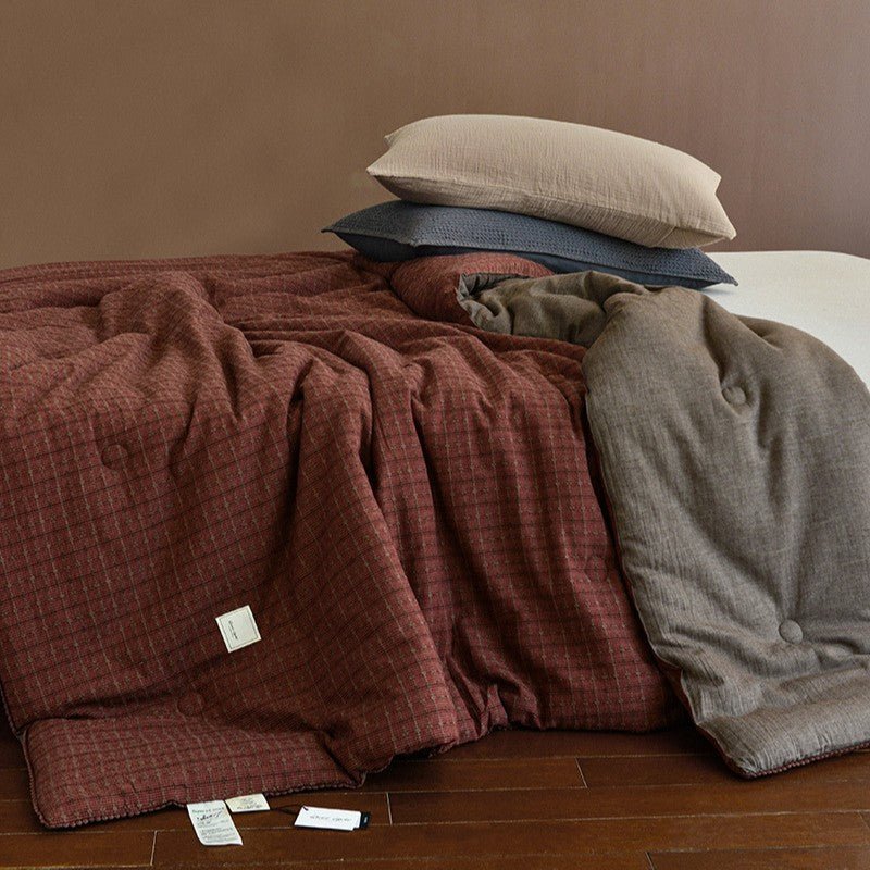- Ever Lasting - Owen Heritage Plaid Comforter Blanket / Rust Red - Blanket - Ever Lasting
