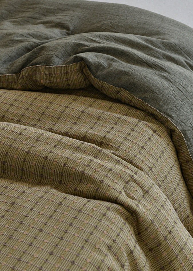 - Ever Lasting - Owen Retro Gingham Comforter Blanket / Brown - Blanket - Ever Lasting