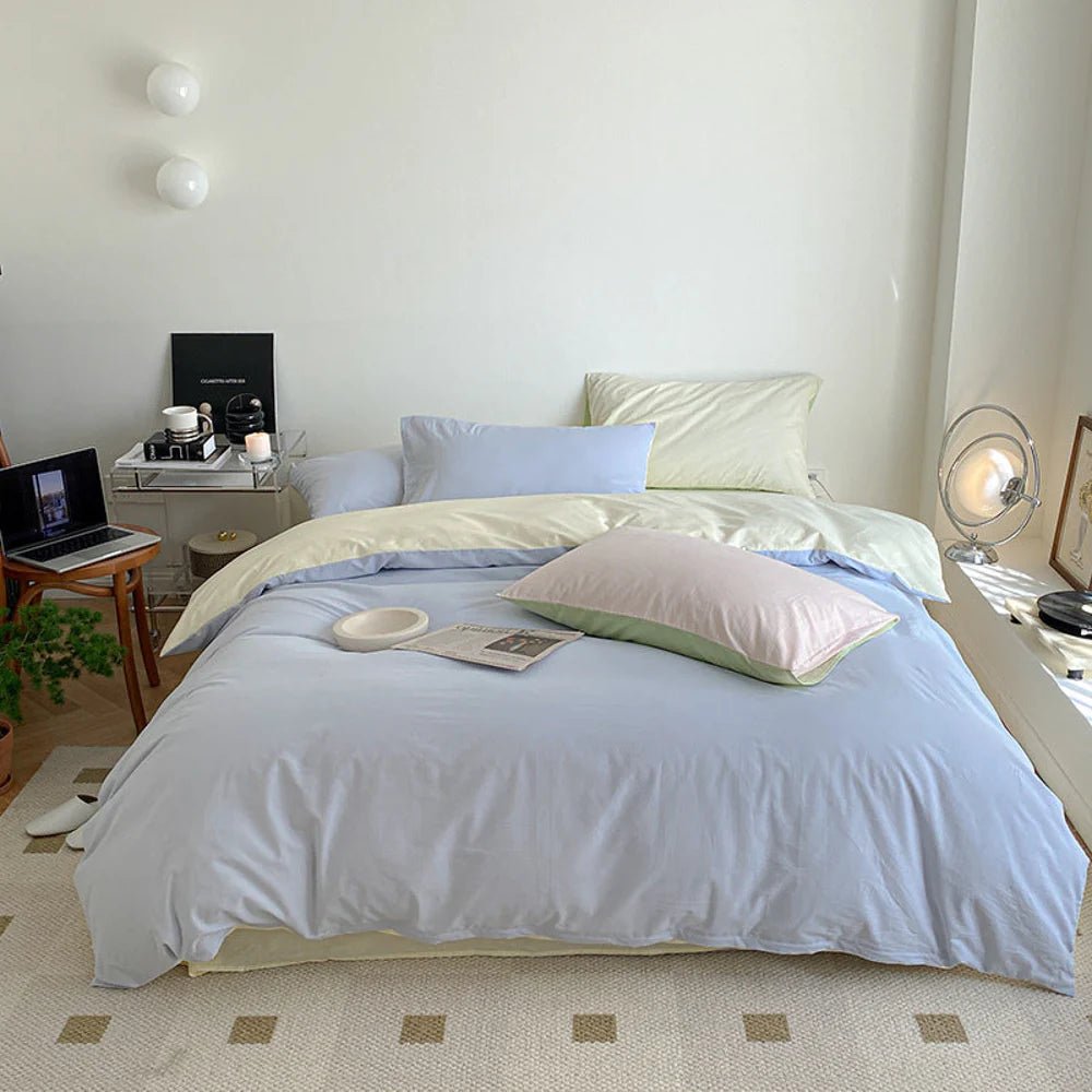 - Ever Lasting - Pastel Duo Small Room Bedding Set / Blue + Yellow - Bedding Set - Ever Lasting