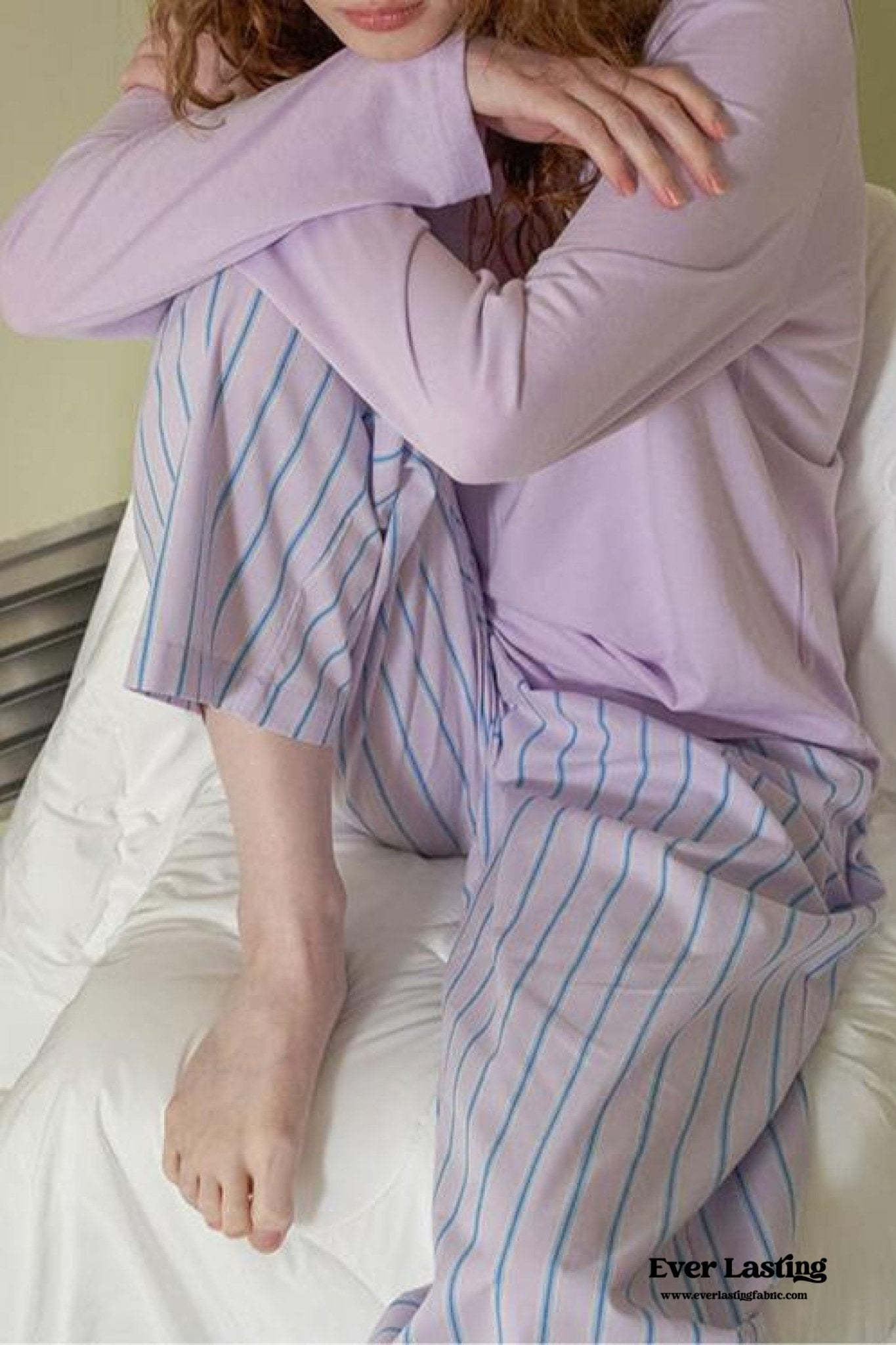 Pastel Striped Pajama Set / Purple - Ever Lasting