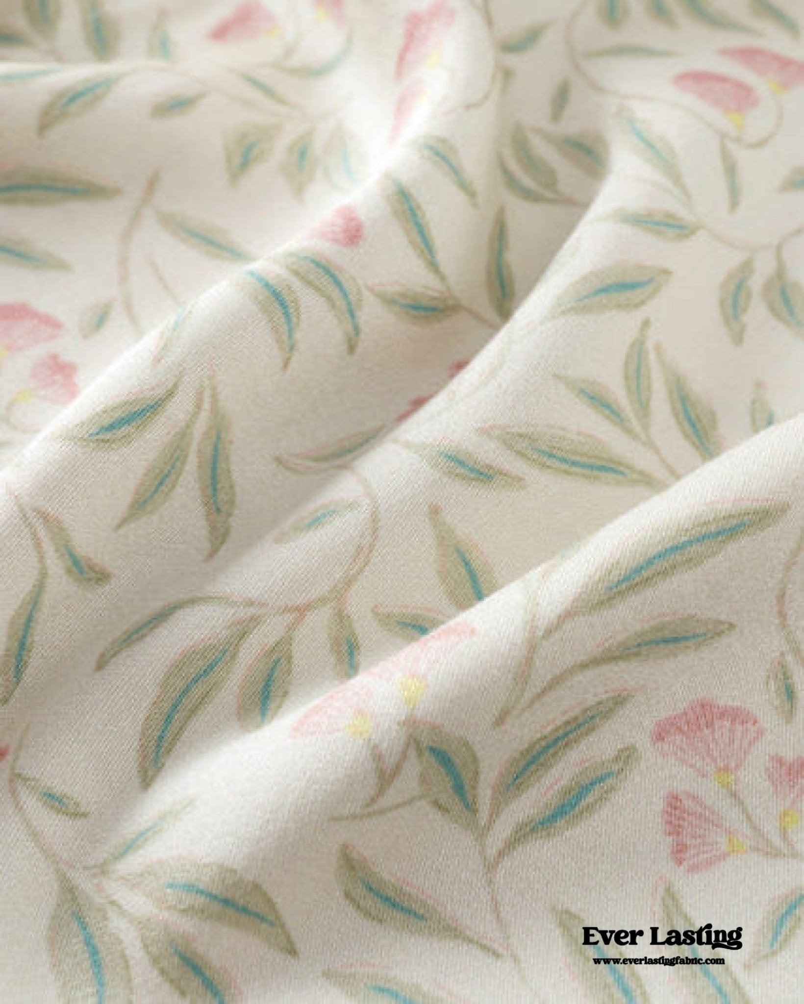 Pastoral Floral Short - Sleeve Long - Pants Pajama Set / Green - Ever Lasting