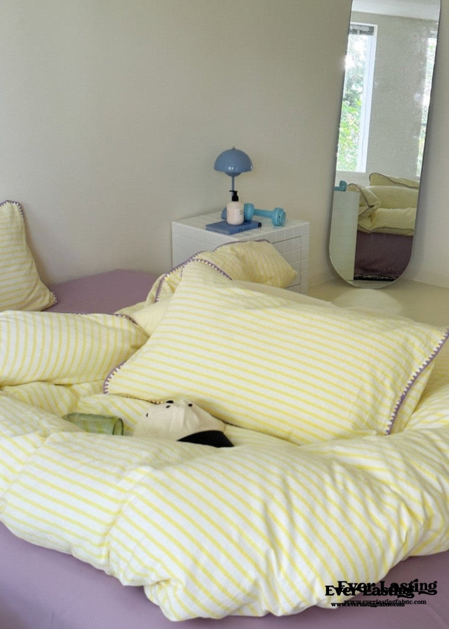 Pepper Candy Stripe Bedding Set / Blue + Yellow - Ever Lasting