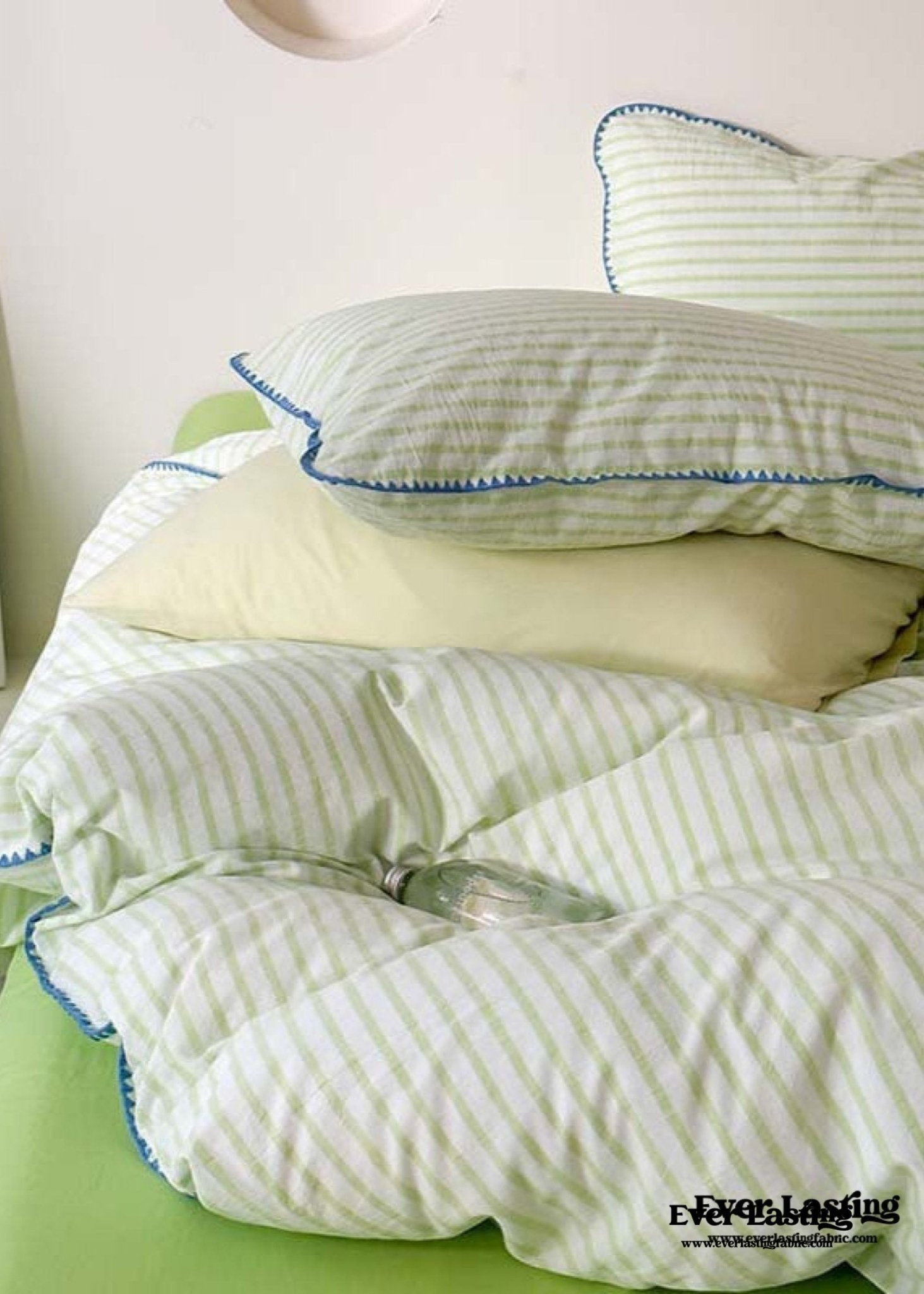Pepper Candy Stripe Bedding Set / Blue + Yellow - Ever Lasting