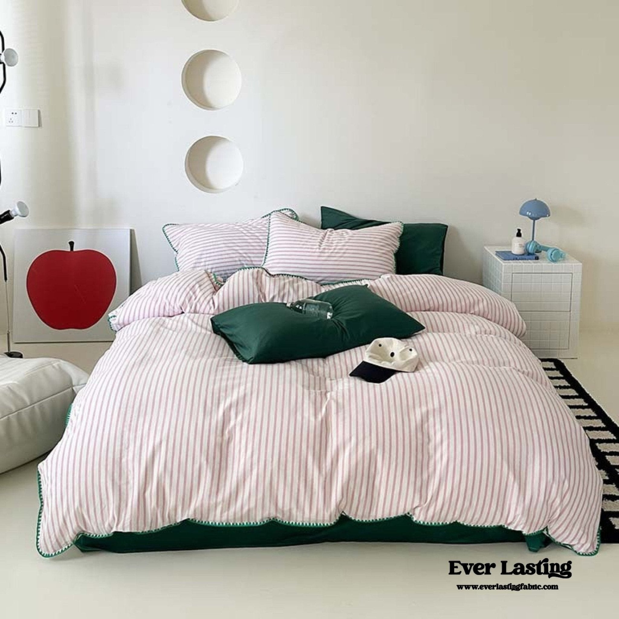 Pepper Candy Stripe Bedding Set / Light Green - Ever Lasting