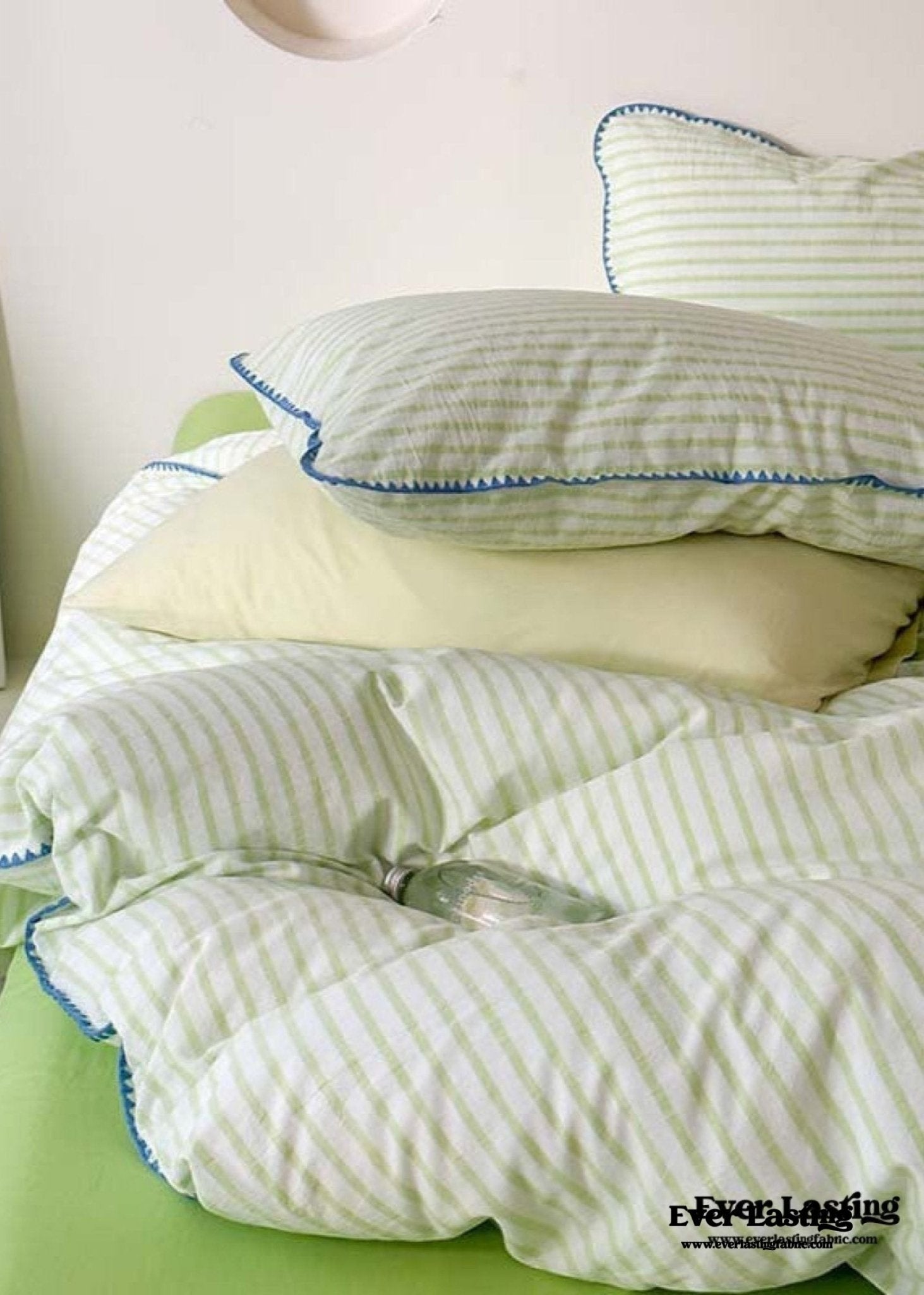 Pepper Candy Stripe Bedding Set / Light Green - Ever Lasting