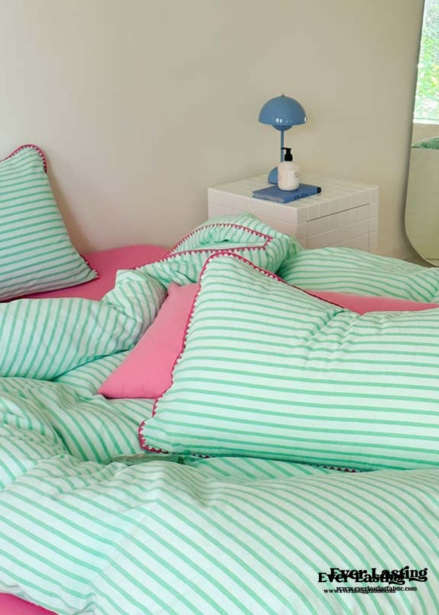 Pepper Candy Stripe Bedding Set / Light Green - Ever Lasting