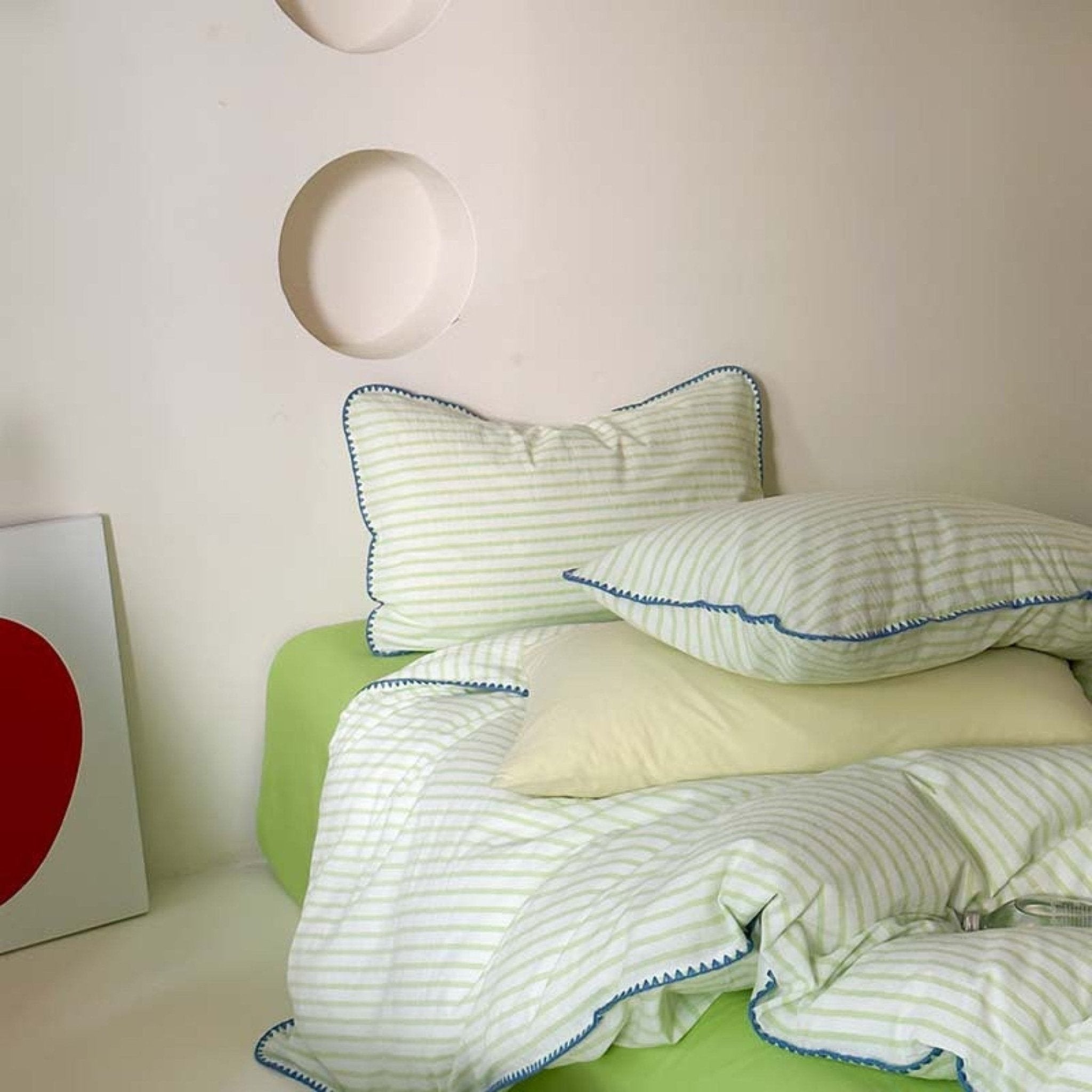 Pepper Candy Stripe Bedding Set / Purple + Green - Ever Lasting