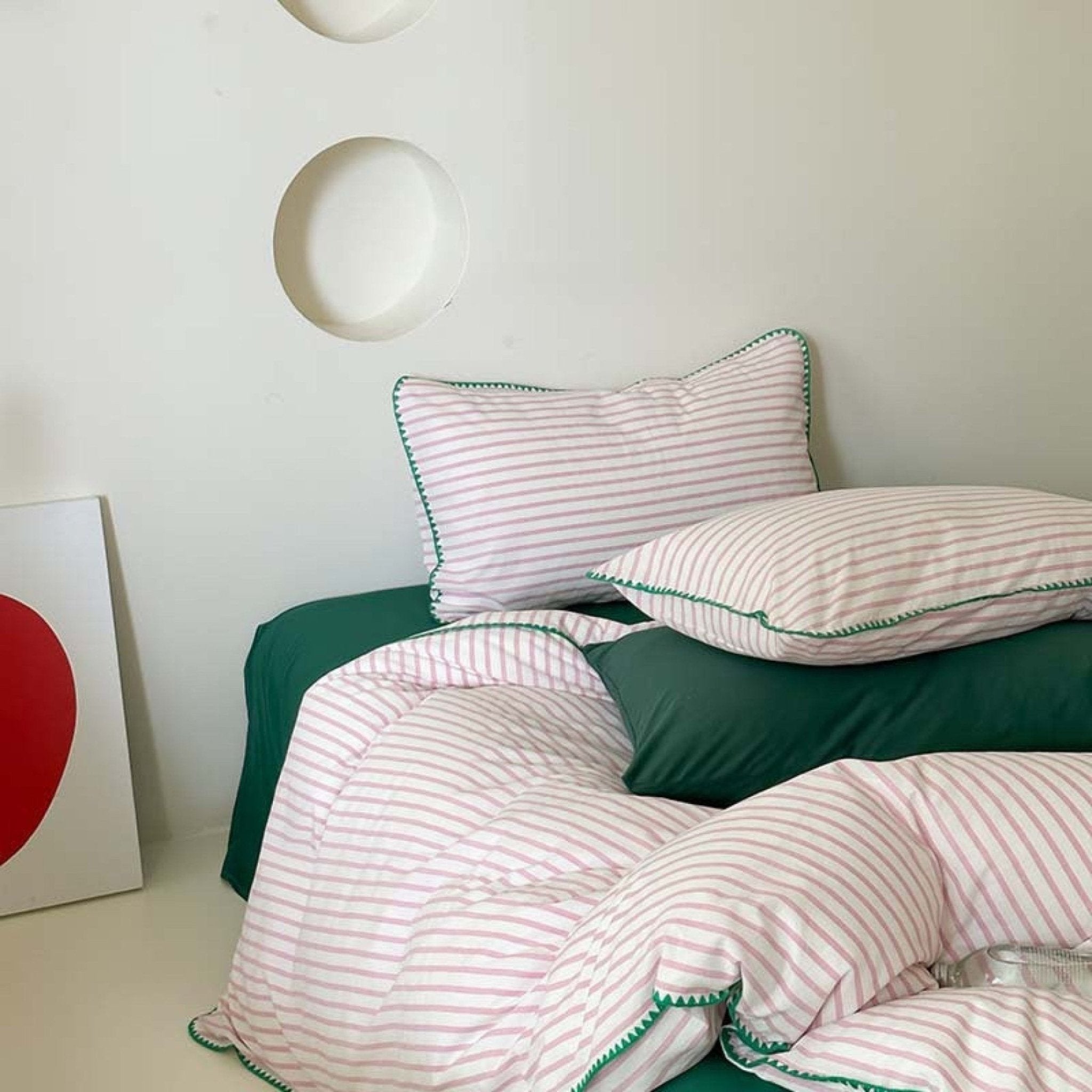 Pepper Candy Stripe Bedding Set / Purple + Green - Ever Lasting