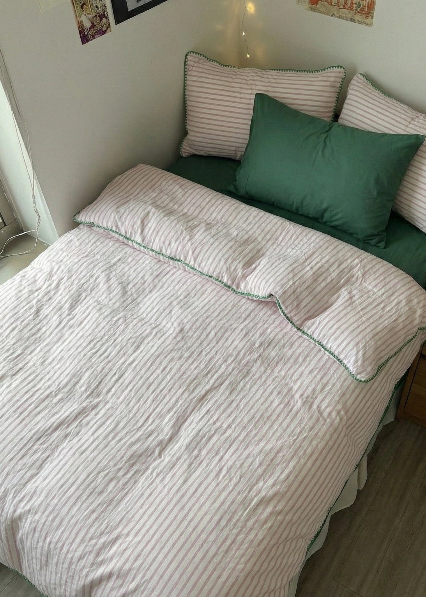 - Ever Lasting - Pepper Candy Stripe Dorm Bedding Set / Purple + Green - Bedding Set - Ever Lasting