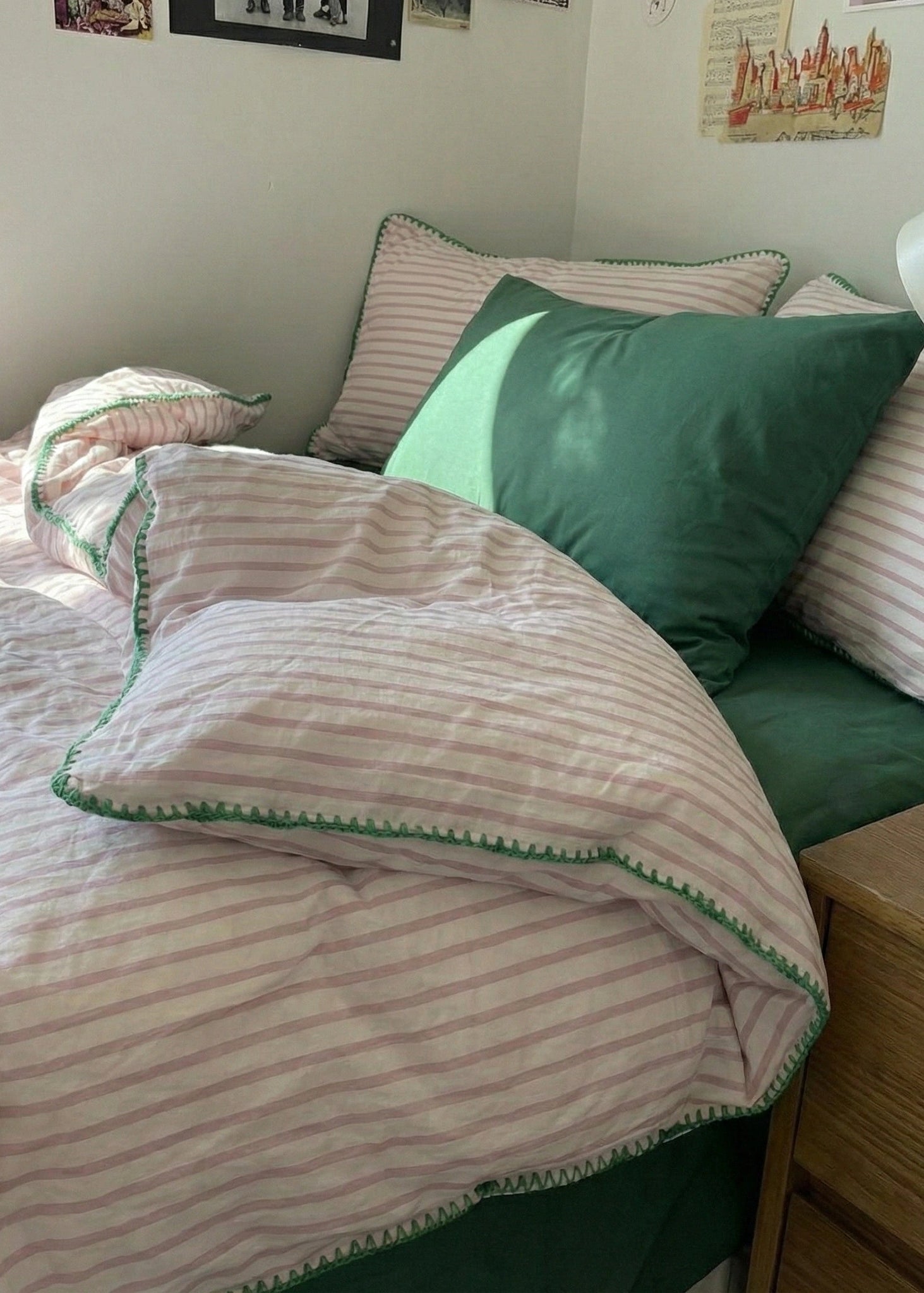 - Ever Lasting - Pepper Candy Stripe Dorm Bedding Set / Purple + Green - Bedding Set - Ever Lasting