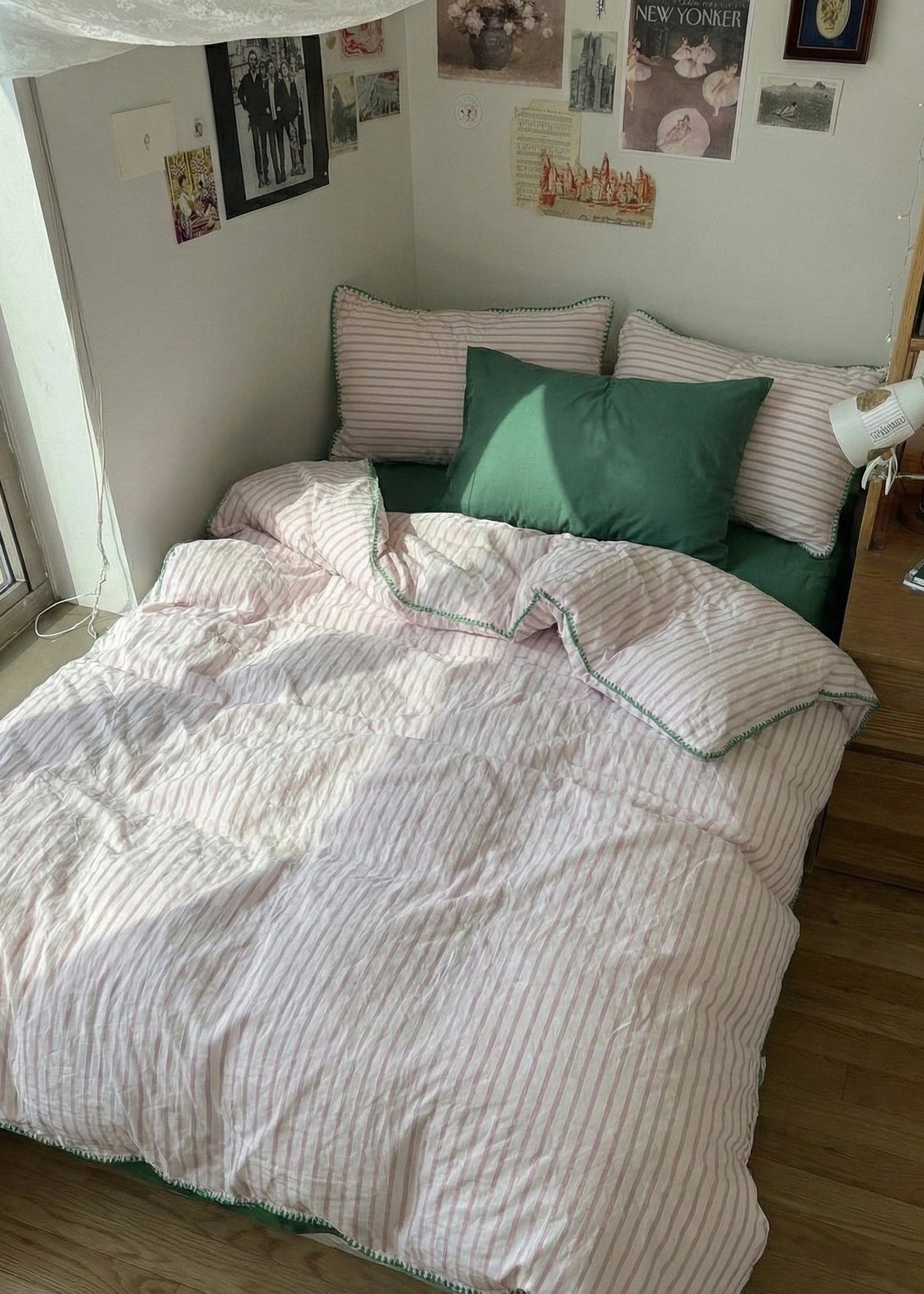 - Ever Lasting - Pepper Candy Stripe Dorm Bedding Set / Purple + Green - Bedding Set - Ever Lasting