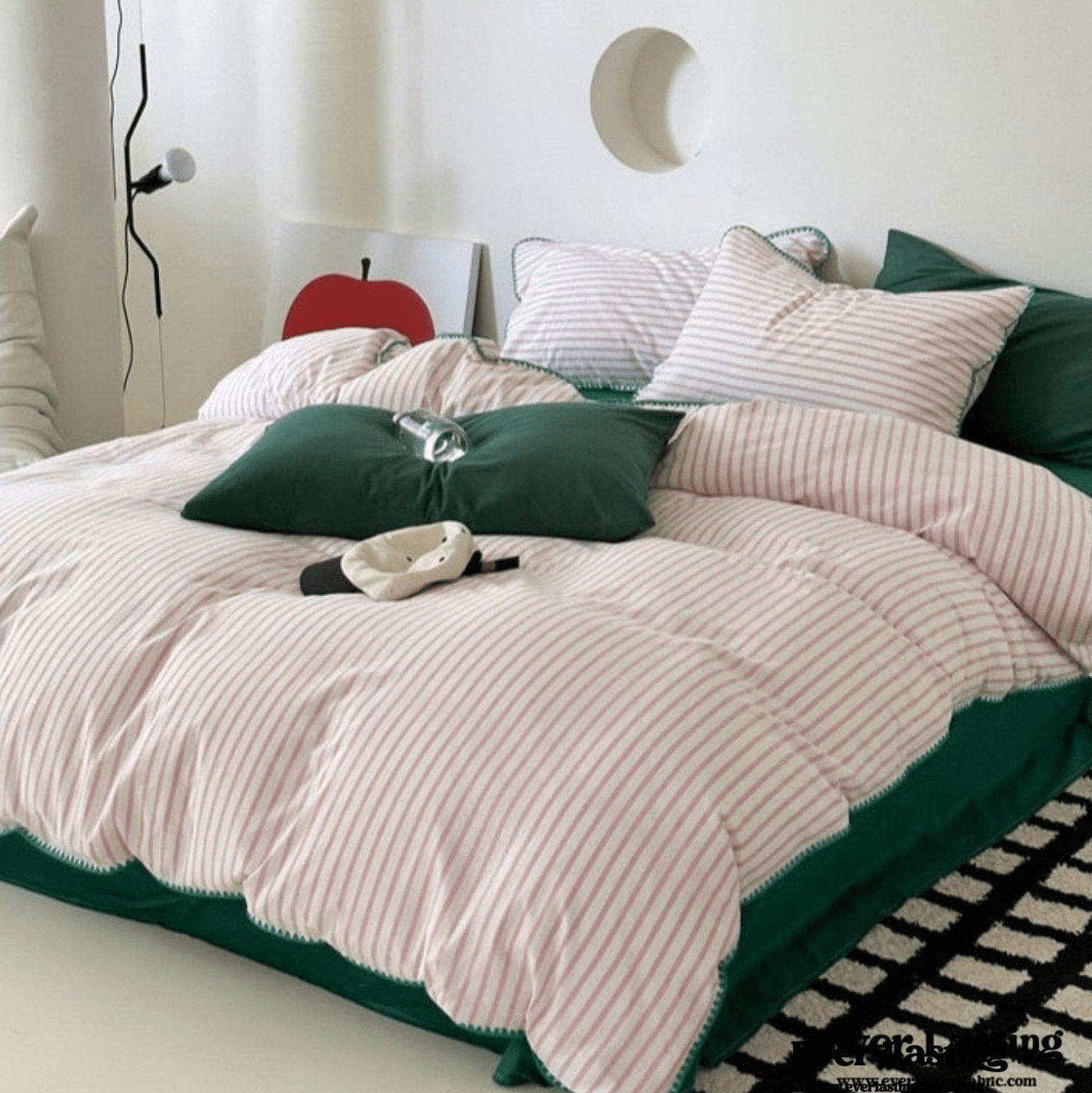 - Ever Lasting - Pepper Candy Stripe Small Room Bedding Set / Fuchsia - Bedding Set - Ever Lasting