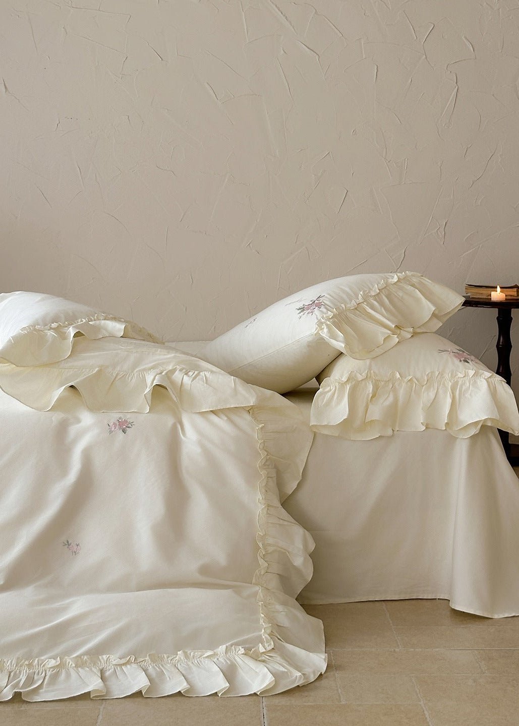 -Ever Lasting - Phoebe Embroidery Floral Bedding Set / Pink -Bedding Set -Ever Lasting