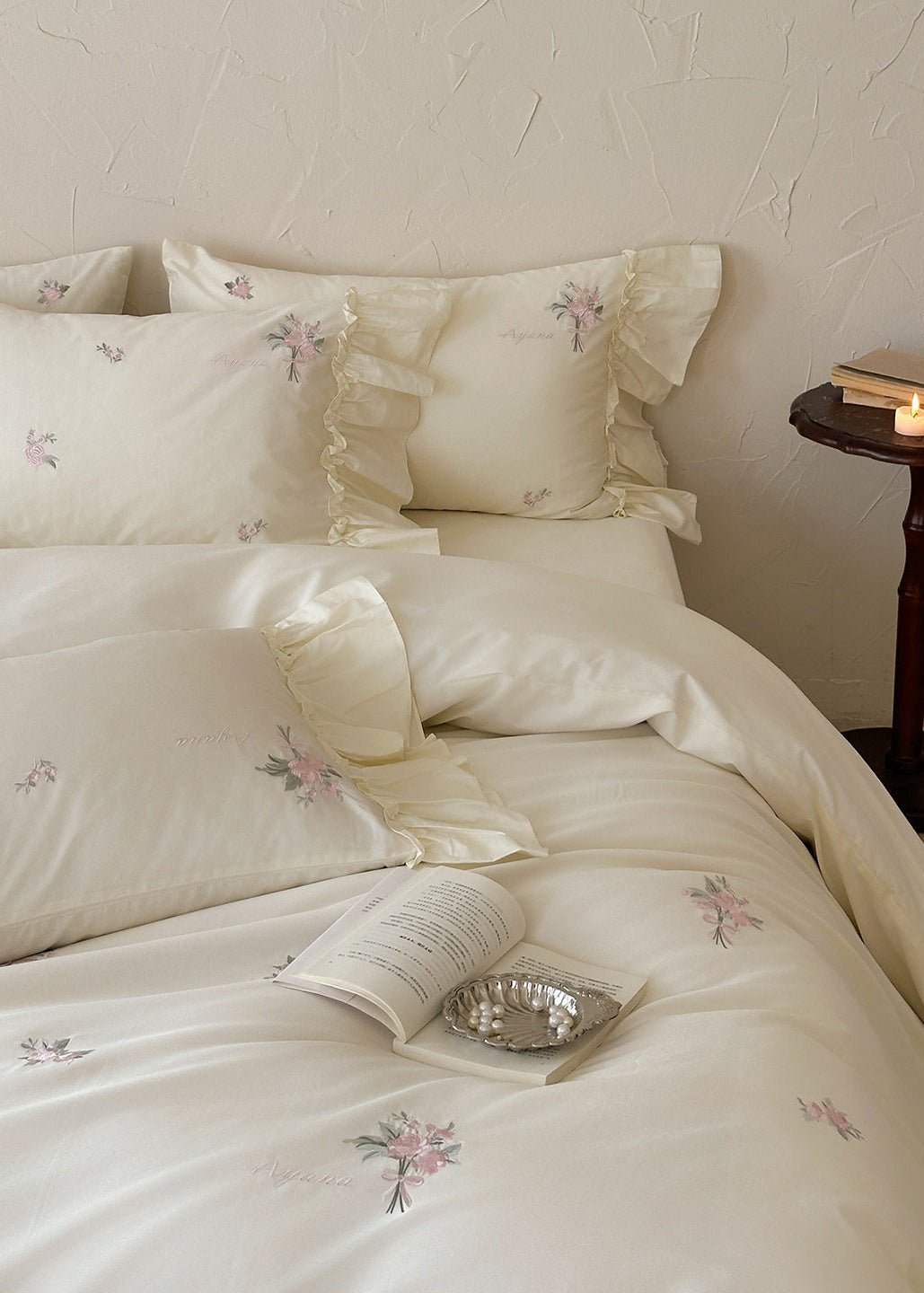 -Ever Lasting - Phoebe Embroidery Floral Bedding Set / Pink -Bedding Set -Ever Lasting