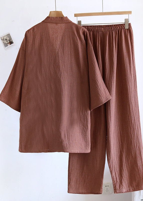 - Ever Lasting - Phoenix Japanese Kimono Cotton Gauze Pajama Set / Red (Unisex) - Pajamas - Ever Lasting