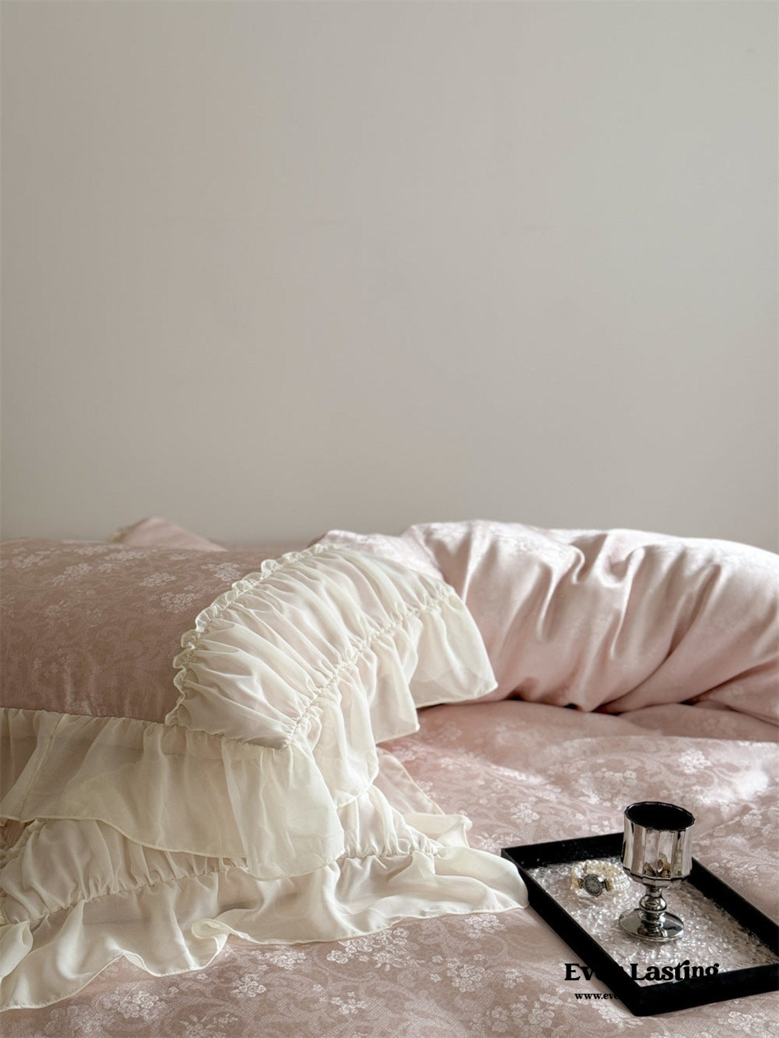 Pink Floral Ruffle Cottage Bedding Set - Ever Lasting
