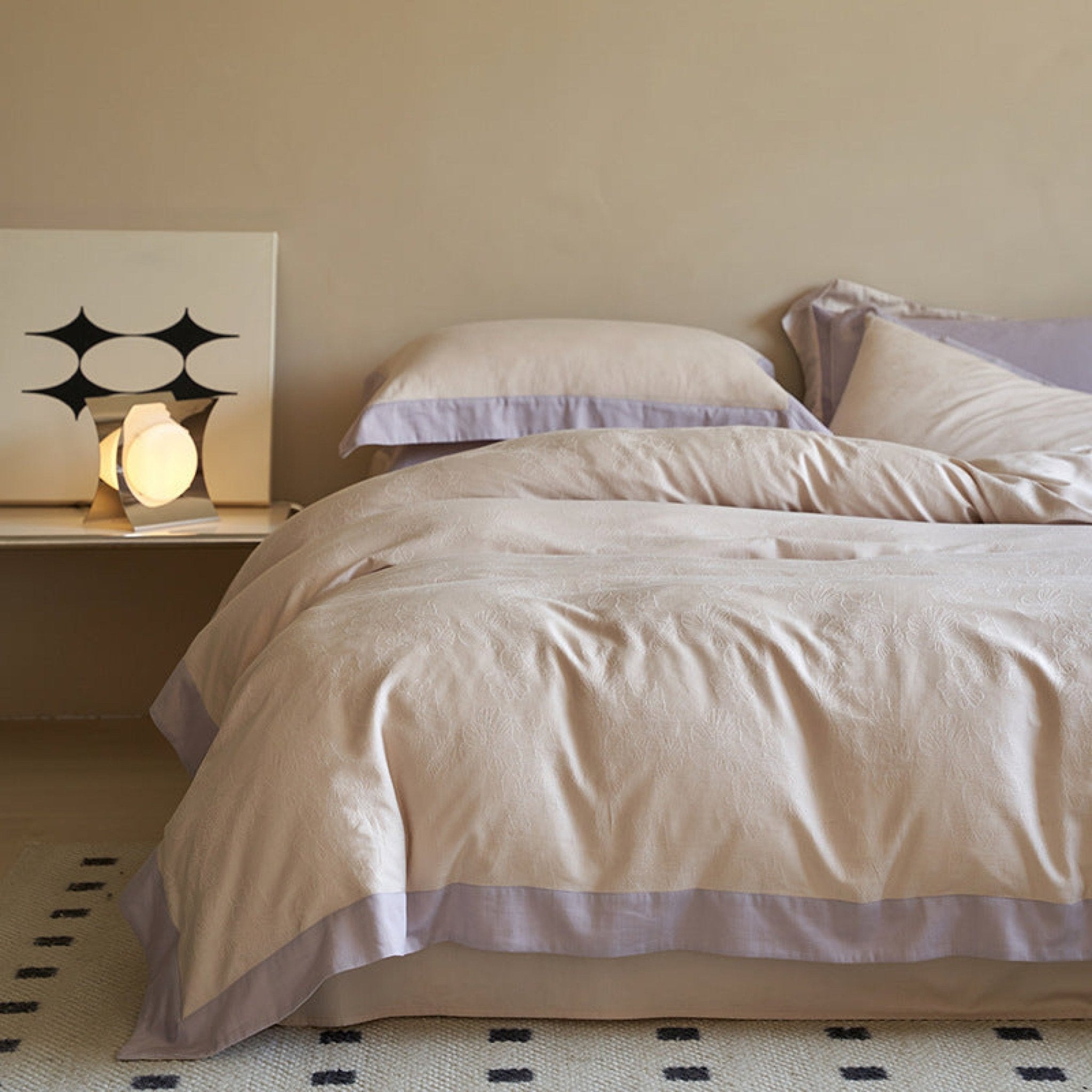 Pink Lavender Satin Jacquard Long - Staple Cotton Bedding Bundle - Ever Lasting