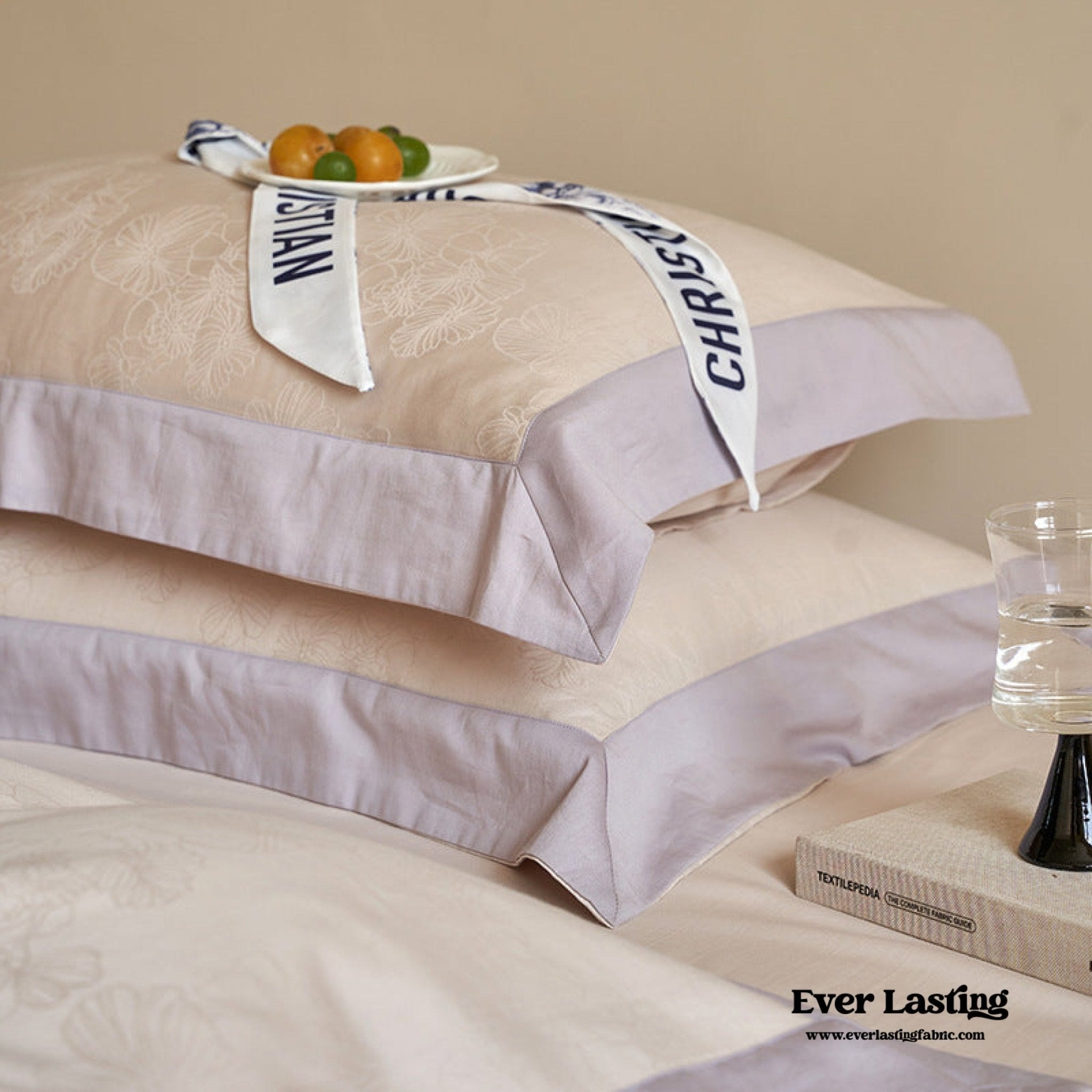 Pink Lavender Satin Jacquard Long - Staple Cotton Bedding Bundle - Ever Lasting
