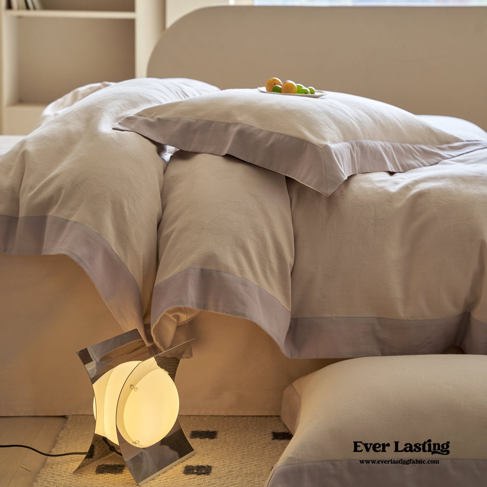 Pink Lavender Satin Jacquard Long - Staple Cotton Bedding Bundle - Ever Lasting