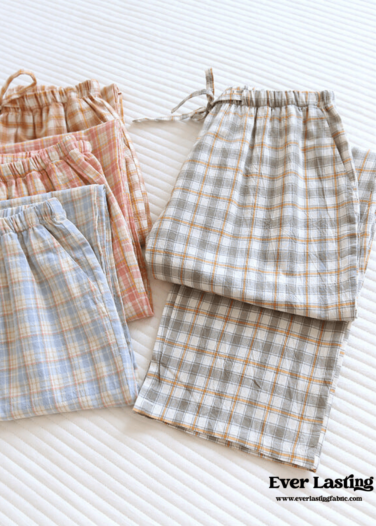 Plaid Washed Cotton Pajama Pants / Light Green - Ever Lasting