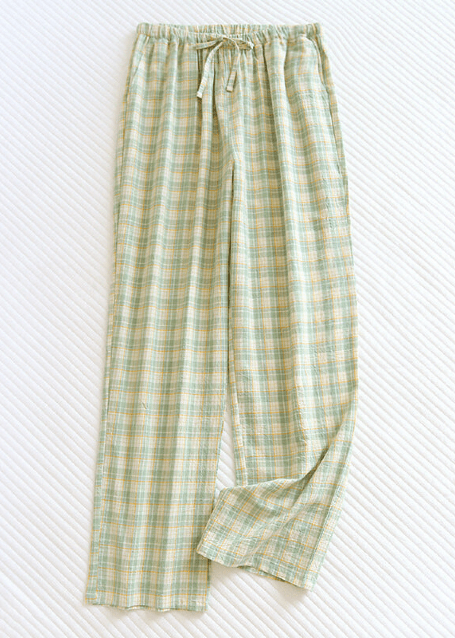 Plaid Washed Cotton Pajama Pants / Light Green - Ever Lasting