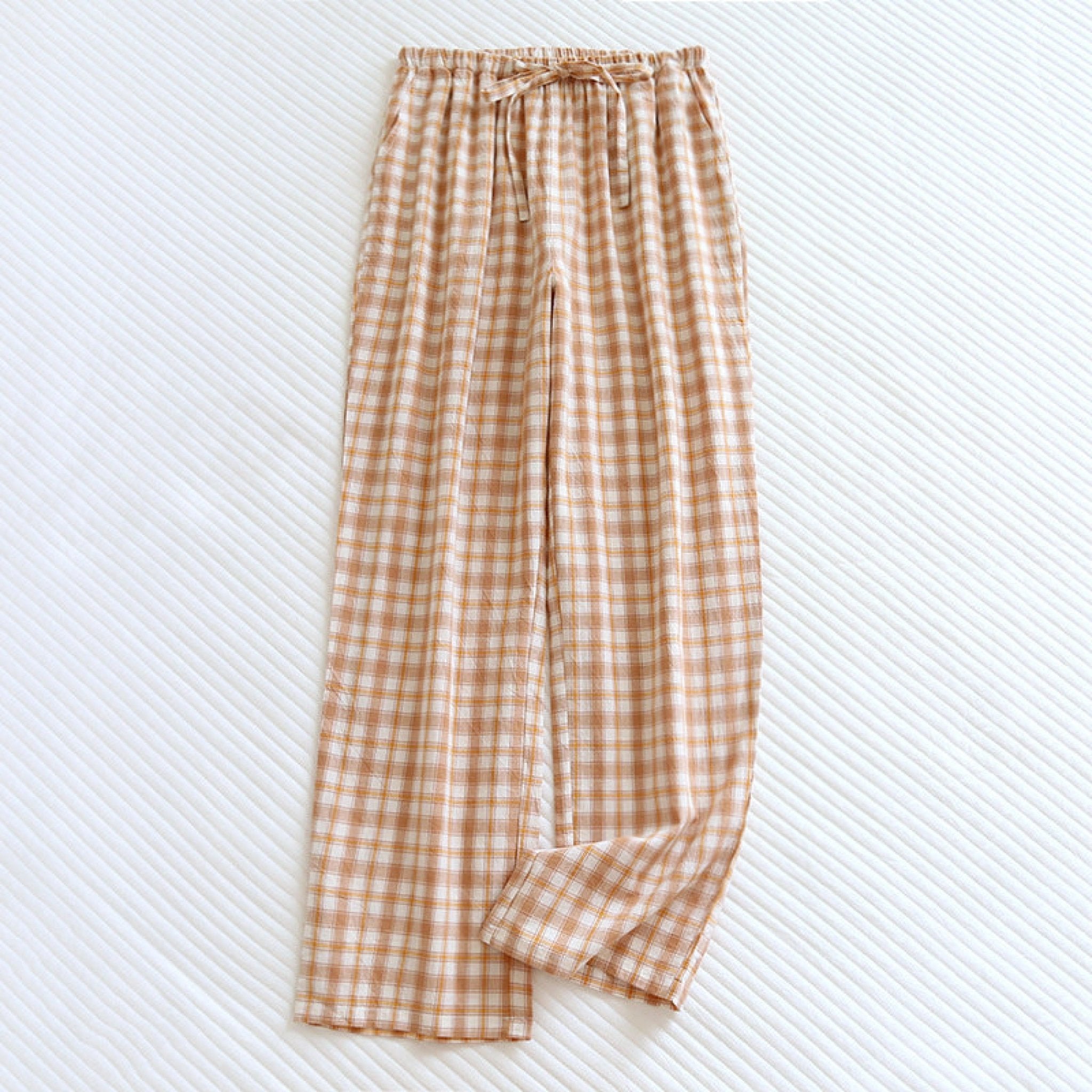 Plaid Washed Cotton Pajama Pants / Light Green - Ever Lasting