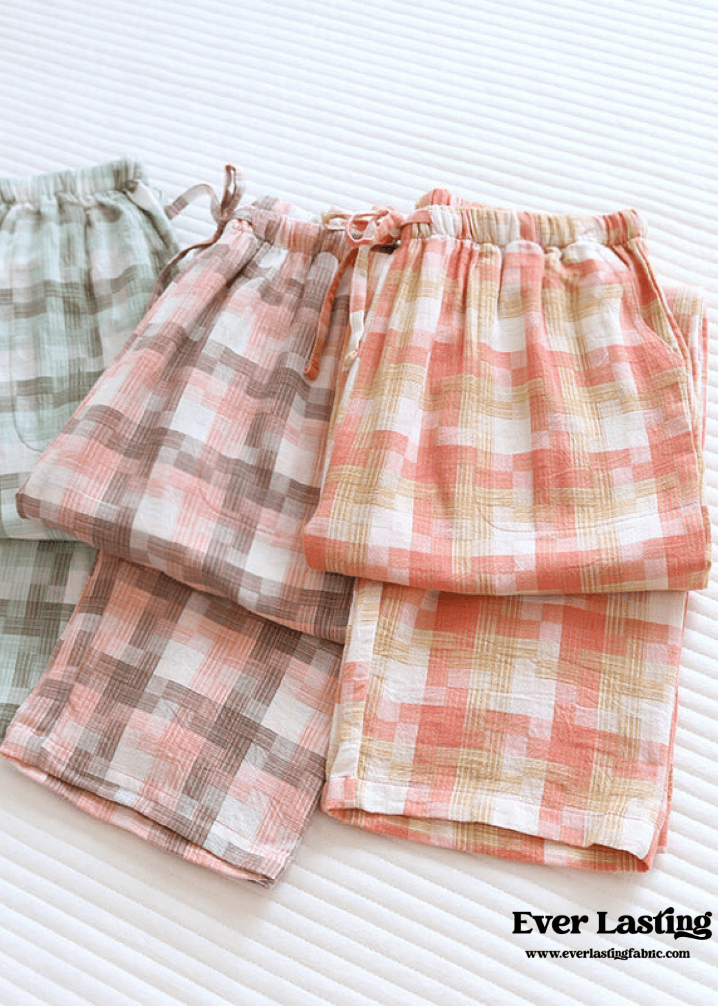 Plaid Washed Cotton Pajama Pants / Orange - Ever Lasting