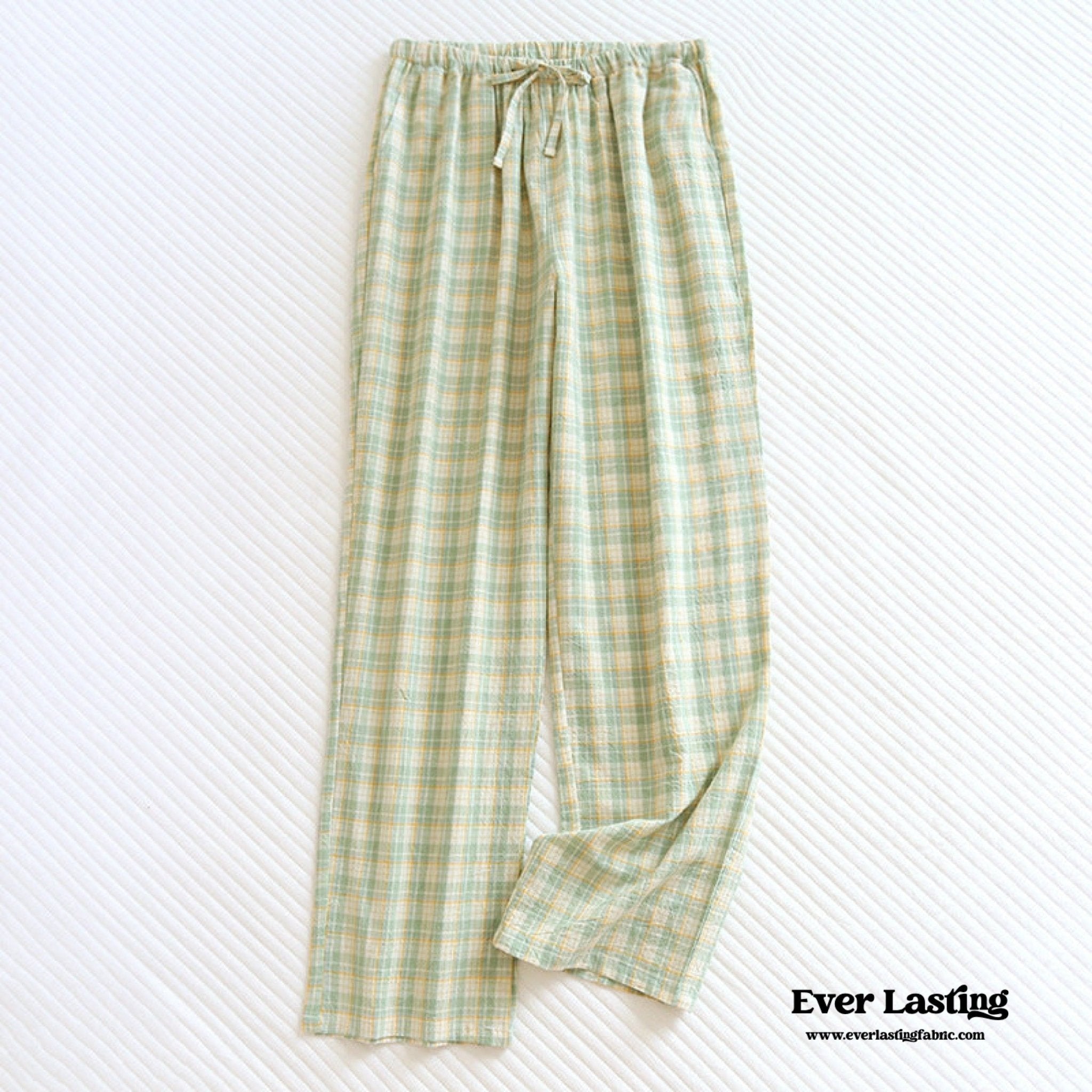Plaid Washed Cotton Pajama Pants / Pink - Ever Lasting