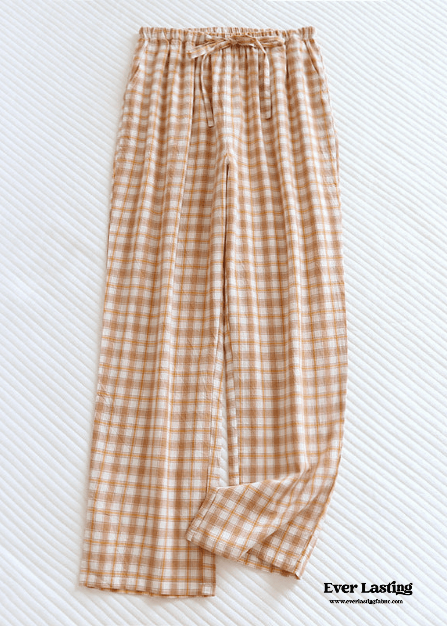 Plaid Washed Cotton Pajama Pants / Pink - Ever Lasting