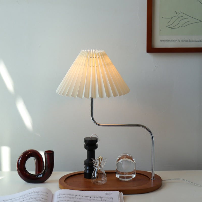 - Ever Lasting - Pleated Wooden Tray Lamp / Brown - Light - Ever Lasting