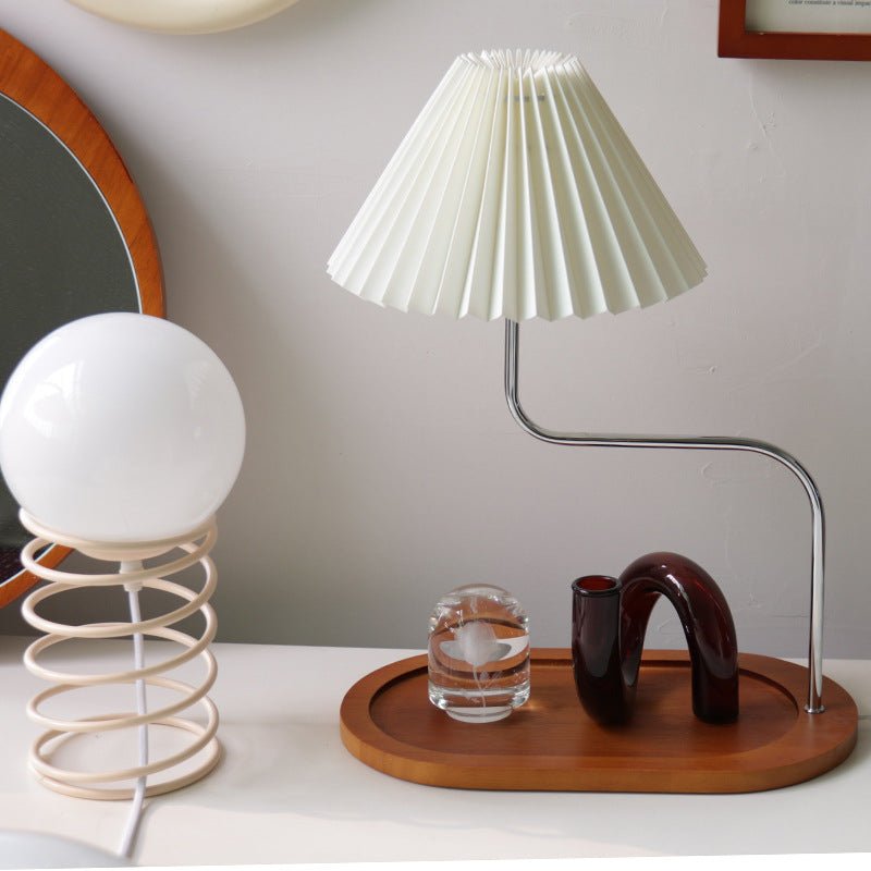 - Ever Lasting - Pleated Wooden Tray Lamp / Cream - Light - Ever Lasting