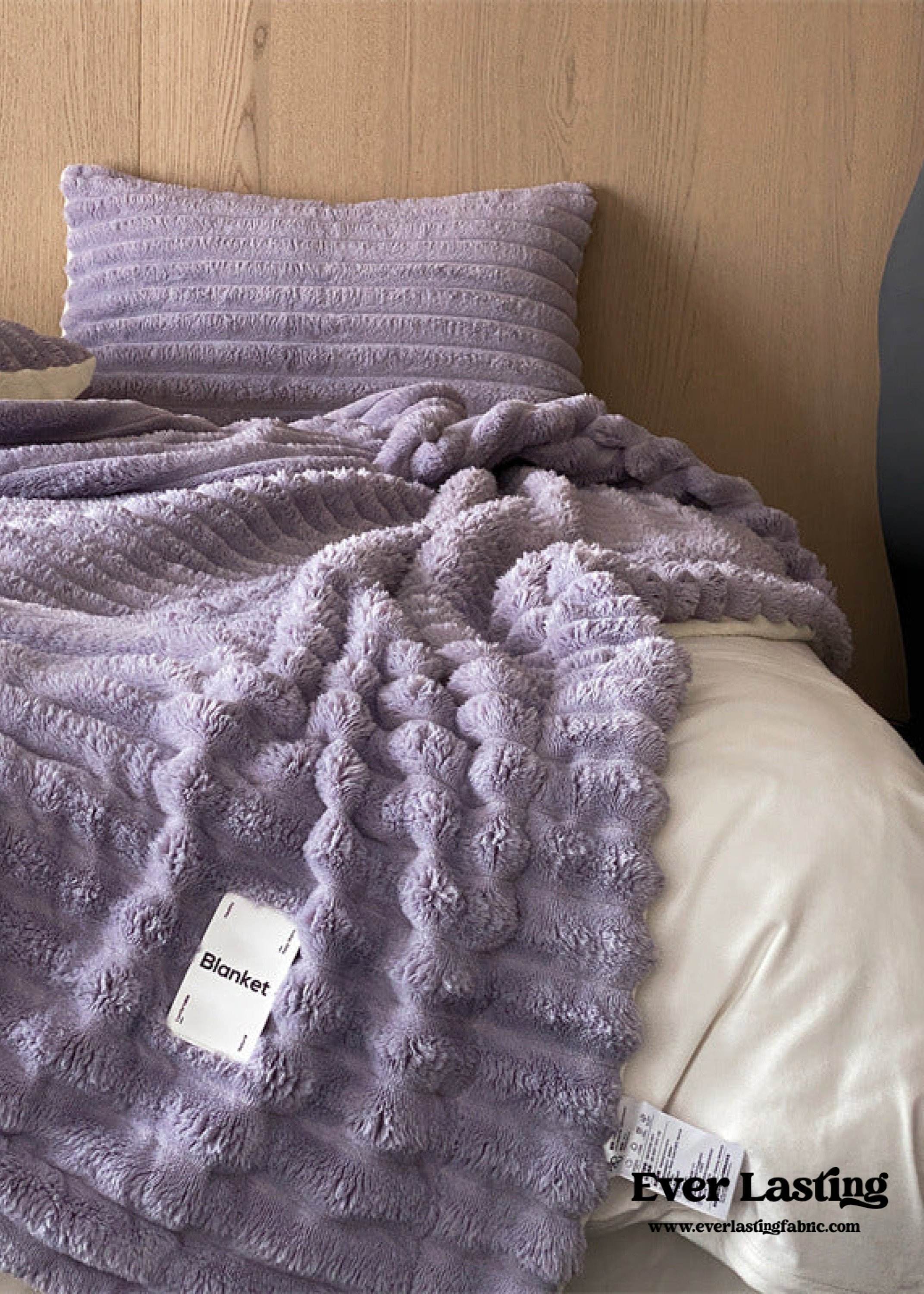 Plush Cozy Jacquard Blanket / Blue