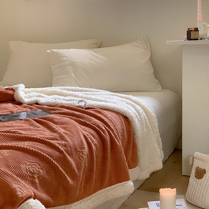 - Ever Lasting - Plush Fleece Floral Blanket / Off White - Blankets - Ever Lasting